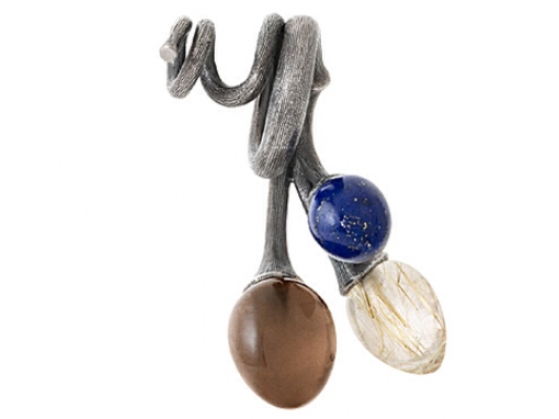 Ole Lynggaard Lapis Lazuli Smoky Rutile Quartz Bunch Pendant